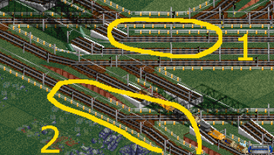 Figure 3: signal gaps after bridge(1) and before split (2)